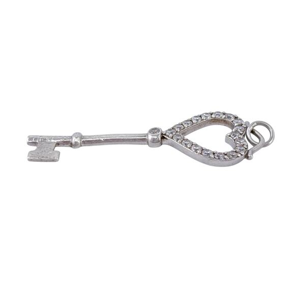 Vintage NF Thailand Sterling Silver 925 Cubic Zirconia Skeleton Key Pendant - Picture 5 of 7